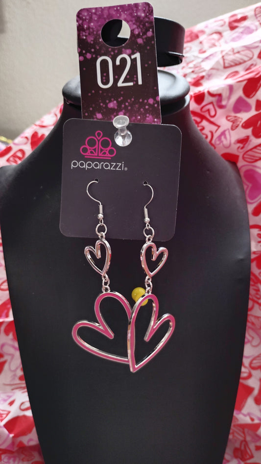 Pink heart earrings
