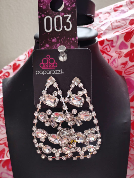 Giant glitter white earrings
