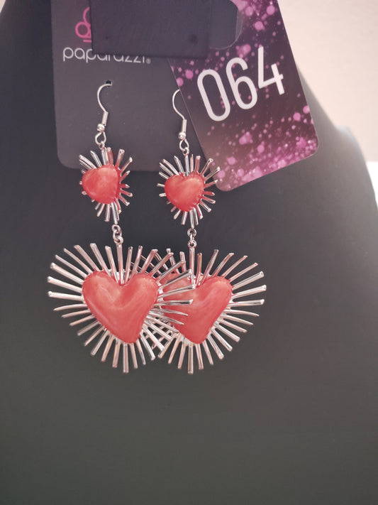 Glitter red heart earrings